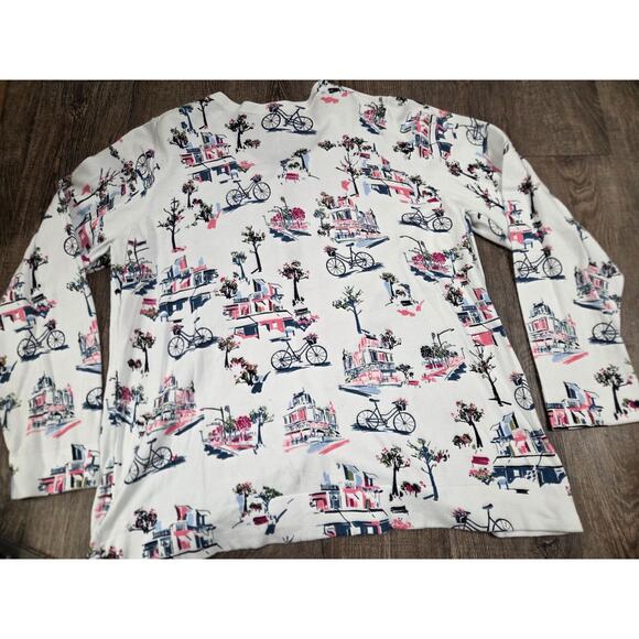 Charter Club Cardigan Sweater White Beaded Casual Button Trees Bicycle Plus 2X - Picture 6 of 6